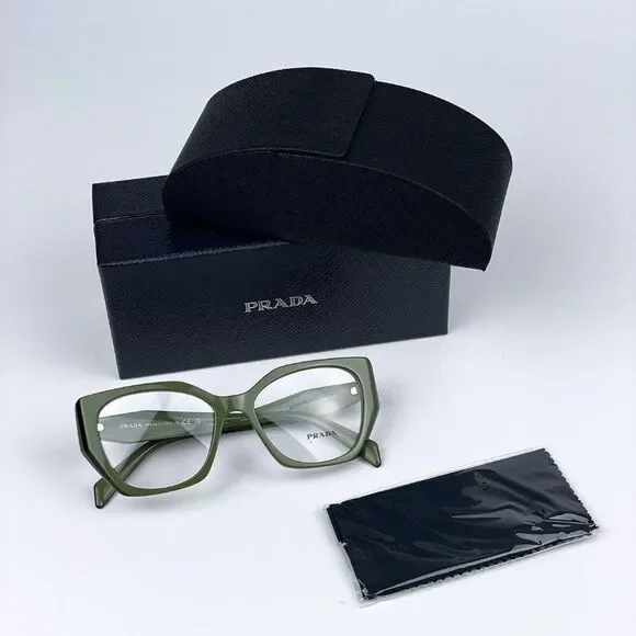 NEW Prada PR18WV 13J1O1 Sage Green Black Cat Eye Women Eyeglasses - Picture 7 of 9